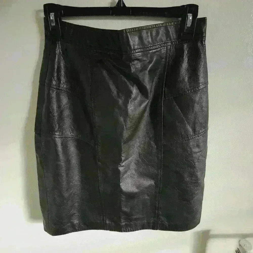 Beautiful Vintage Morningside Black REAL Leather Women's Skirt Size 10 - Picture 2 of 7